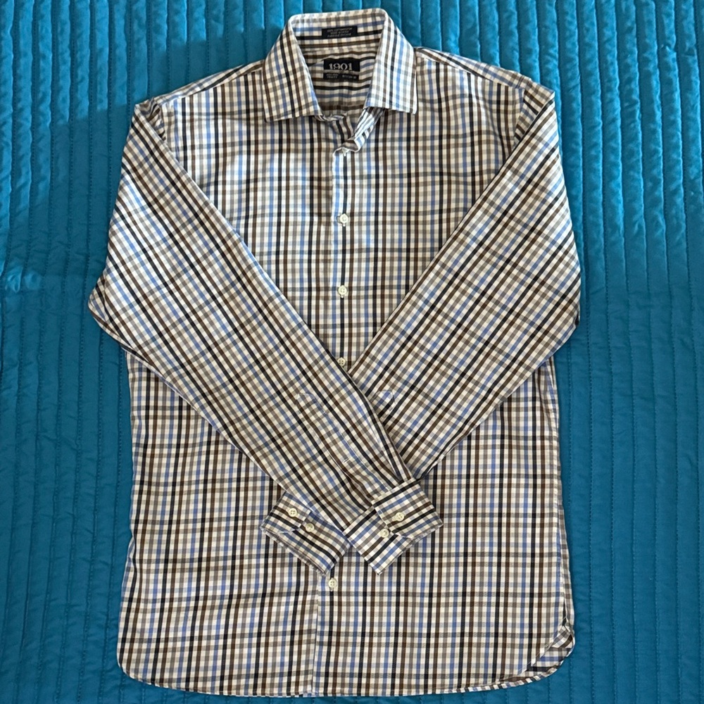 1901 Men's Plaid Shirt - Blue and Brown